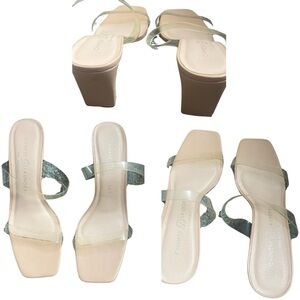 Cream Heels with Wedge and Clear Straps